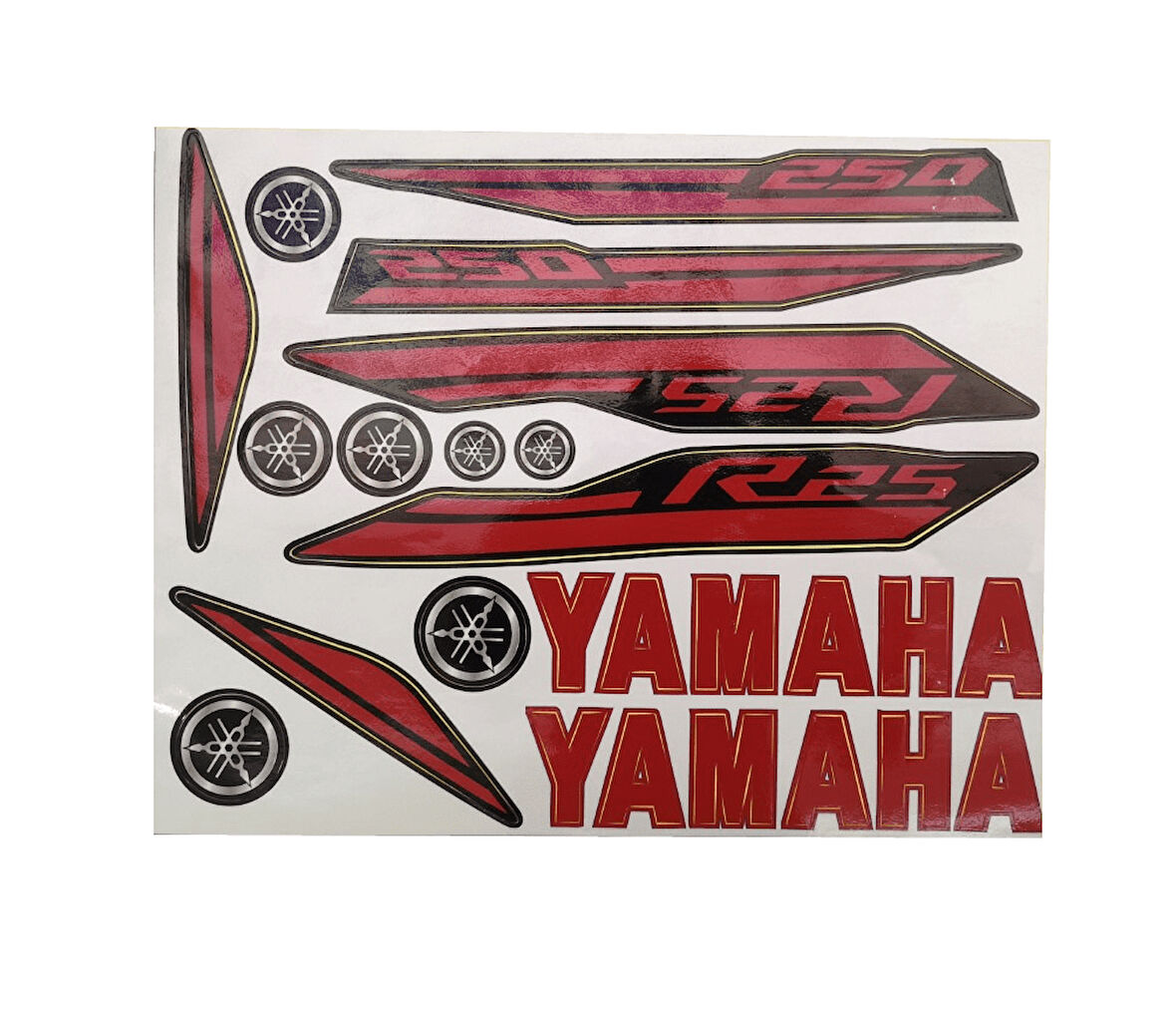 Yamaha YZF R25 Sticker Seti Kırmızı Siyah