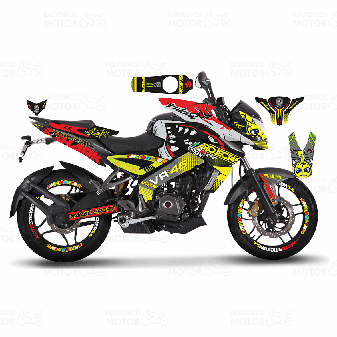 Bajaj Pulsar 200 NS Rossi Sticker Set Sarı