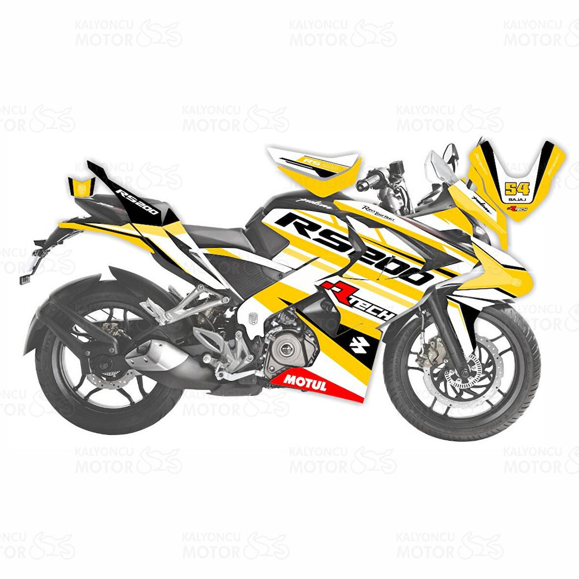 Bajaj Pulsar RS 200 R-Tech Design Sticker Set Sarı