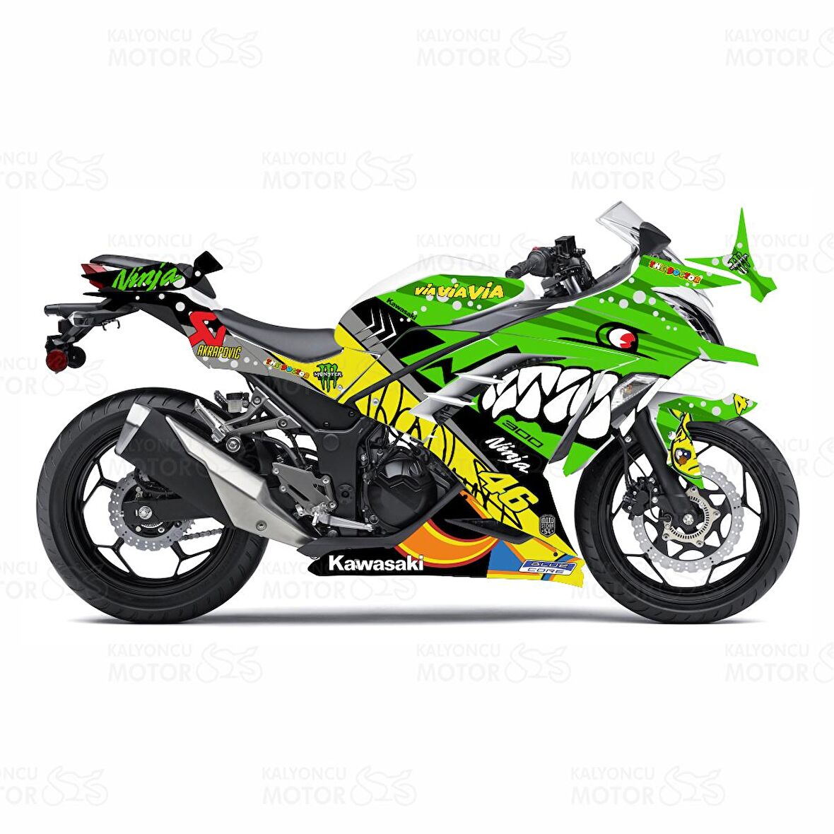 Kawasaki Ninja 300 Rossi Shark Design Yeşil