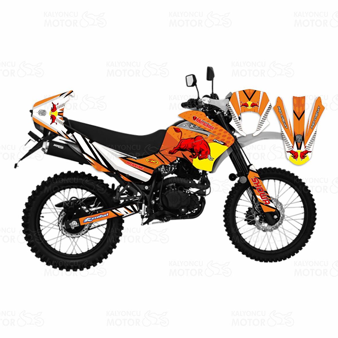 Mondial X-Treme Max 200 i Bull Desing Sticker Set Turuncu