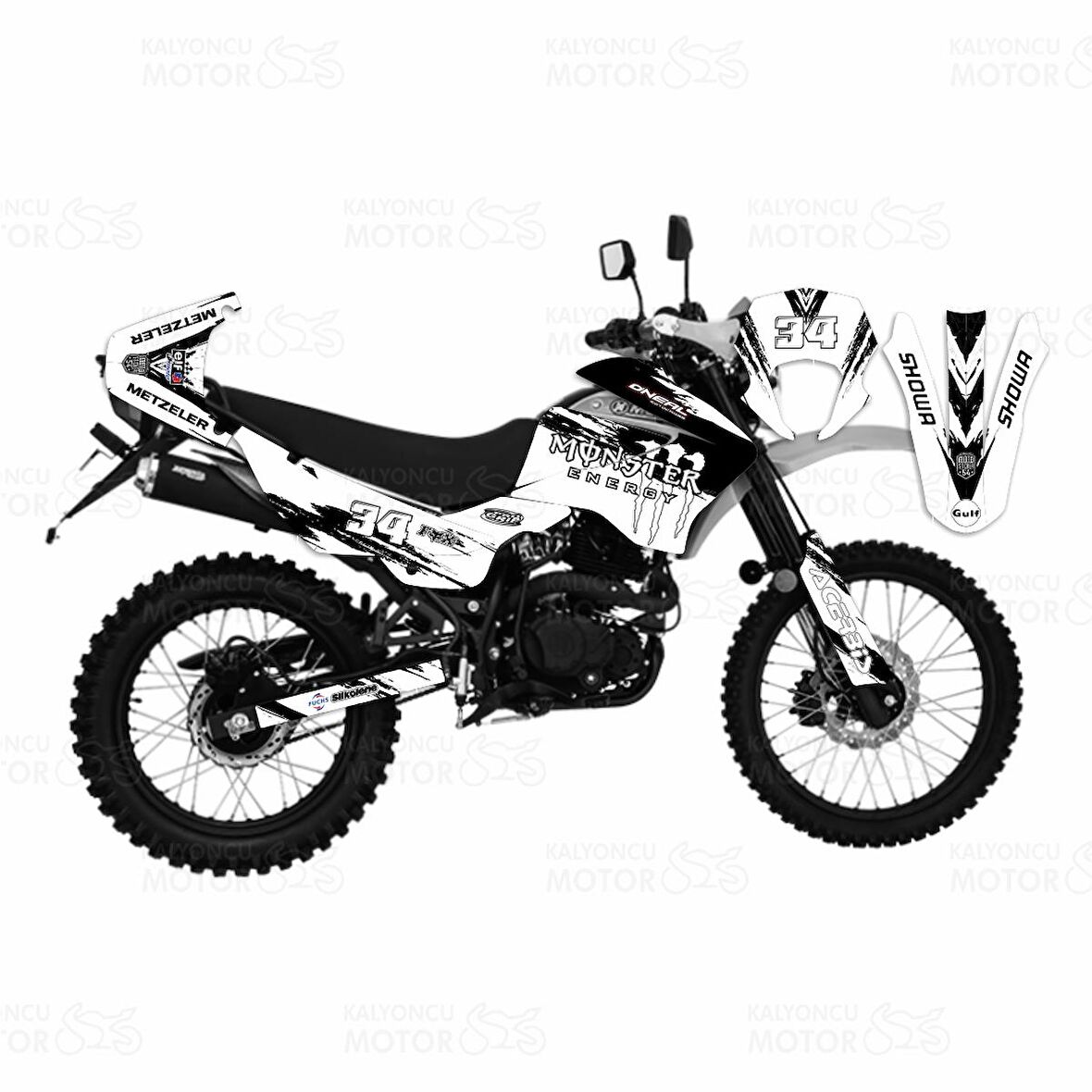 Mondial X-Treme Max 150 Monster Energy Desing Sticker Set Beyaz