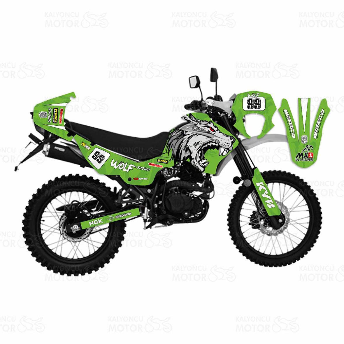 Mondial X-Treme Max 200 i Wolf Design Sticker Set Yeşil