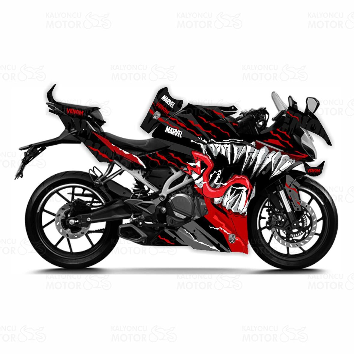 CF Moto 250 SR Venom Design Siyah Kırmızı Beyaz Sticker Set - Motor Kaplama