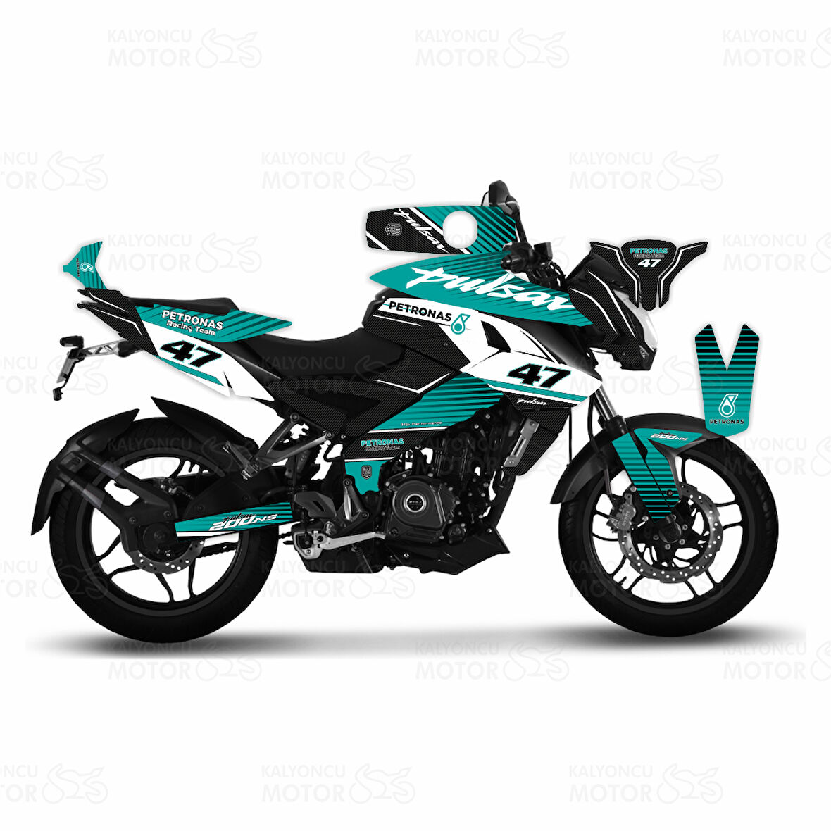 Bajaj Pulsar NS200 Petronas Design Turkuaz Beyaz