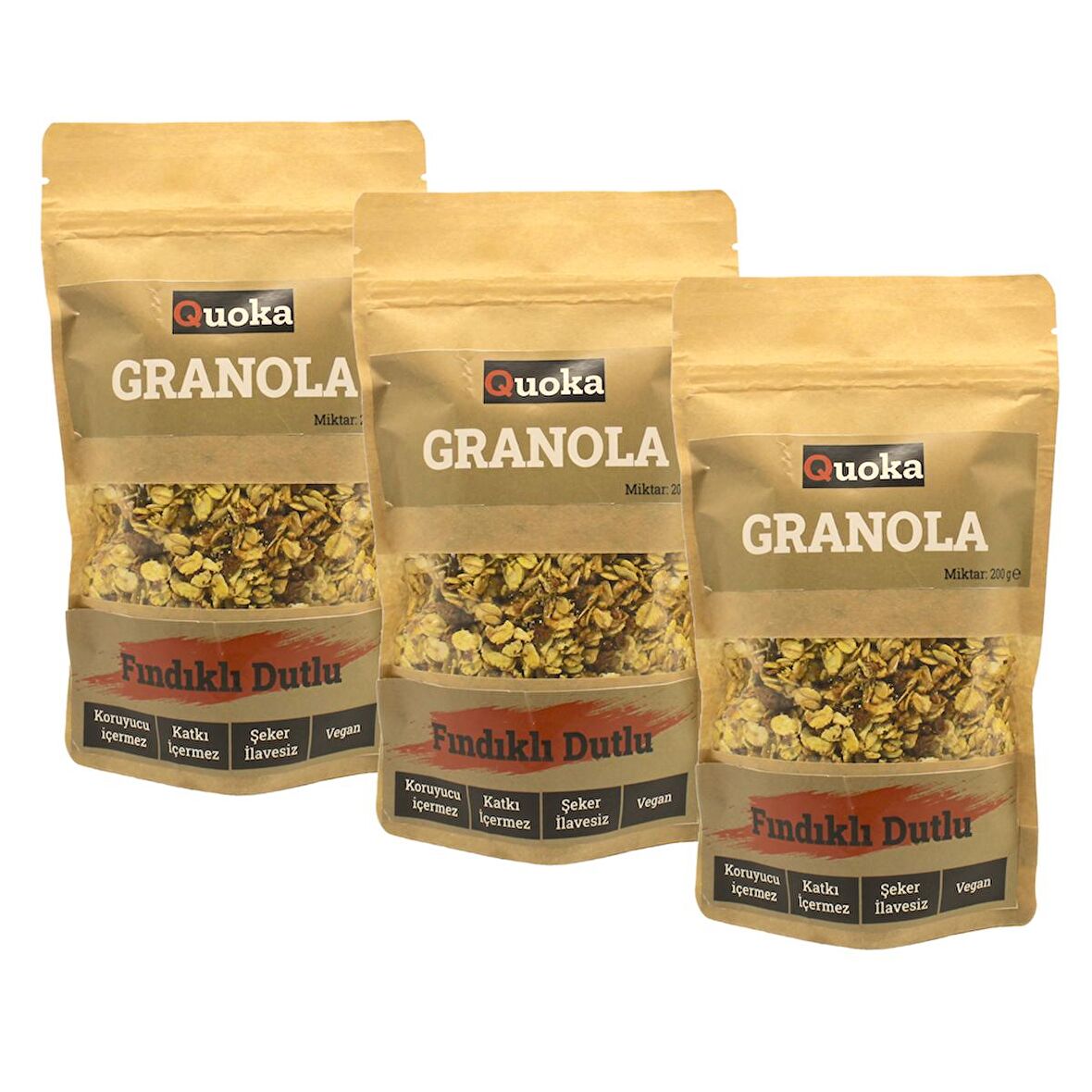 QUOKA Fındıklı Dutlu Granola 3 X 200 Gr 