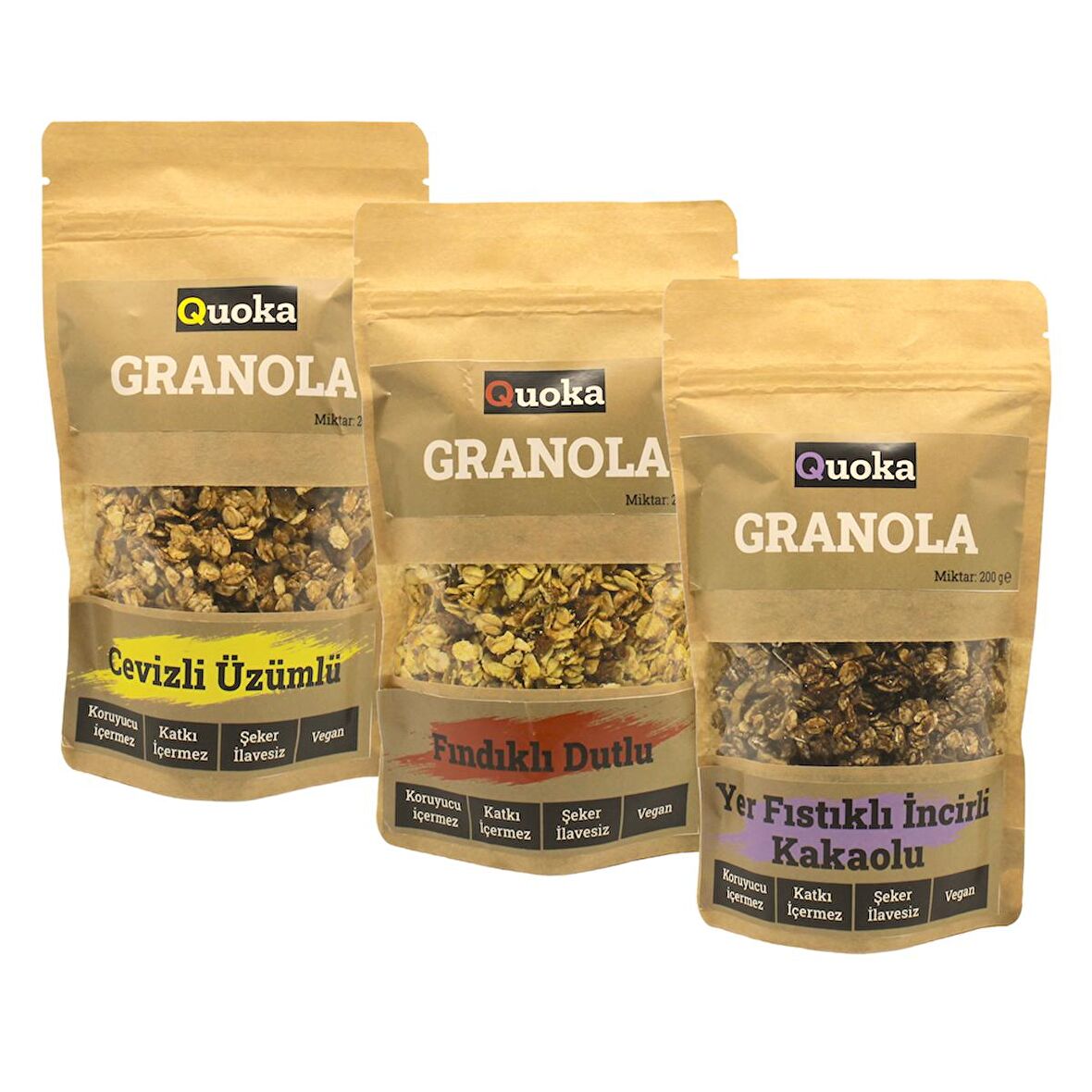 QUOKA Granola Karışık 3 X 200 gr