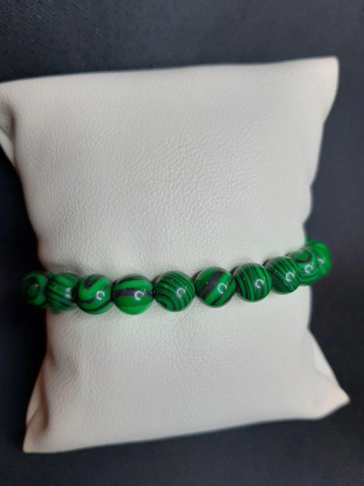 MRYart Yeşil Siyah Malakit Taşı Doğaltaş Bileklik Unisex