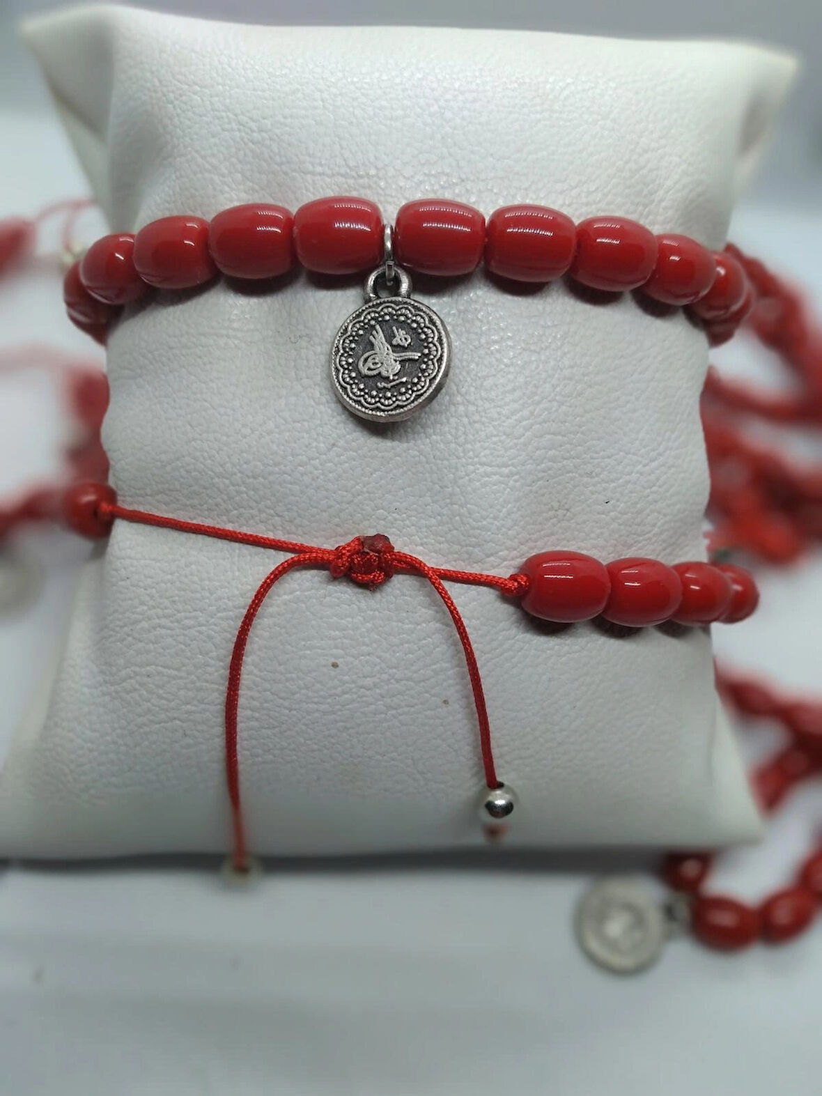 MRYart Bordo Boncuk Ayarlanabilir Osmanlı Tuğralı Bileklik