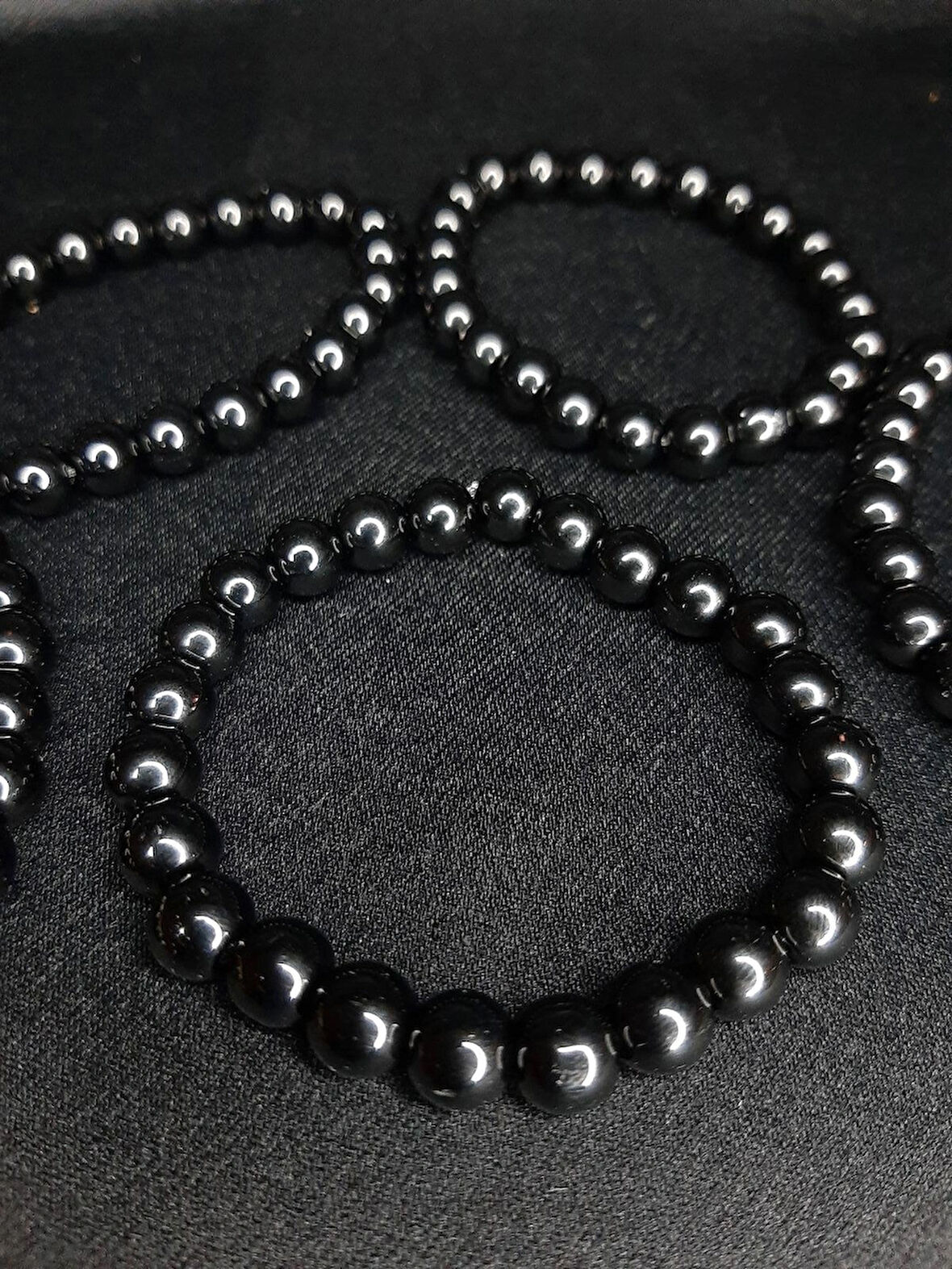 Siyah Cam Boncuklu Elastik Bileklik - Unisex Takı