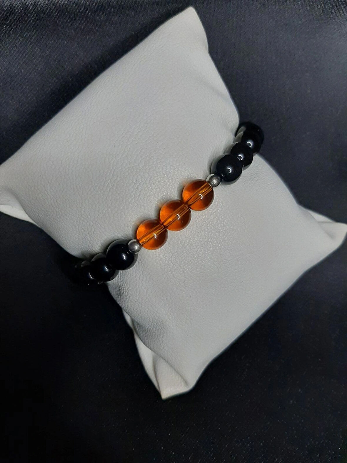 MRYart Doğal Görünümlü Siyah Hematit & Amber Boncuklu El Yapımı Bileklik - Unisex