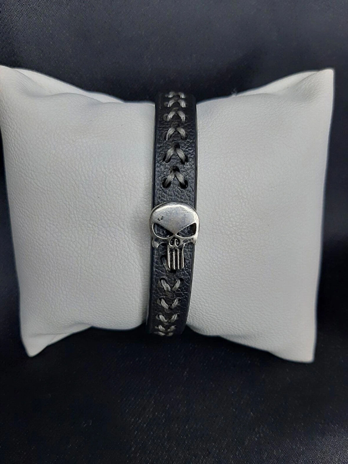 Unisex Suni Deri Metal Detaylı El Yapımı Bileklik