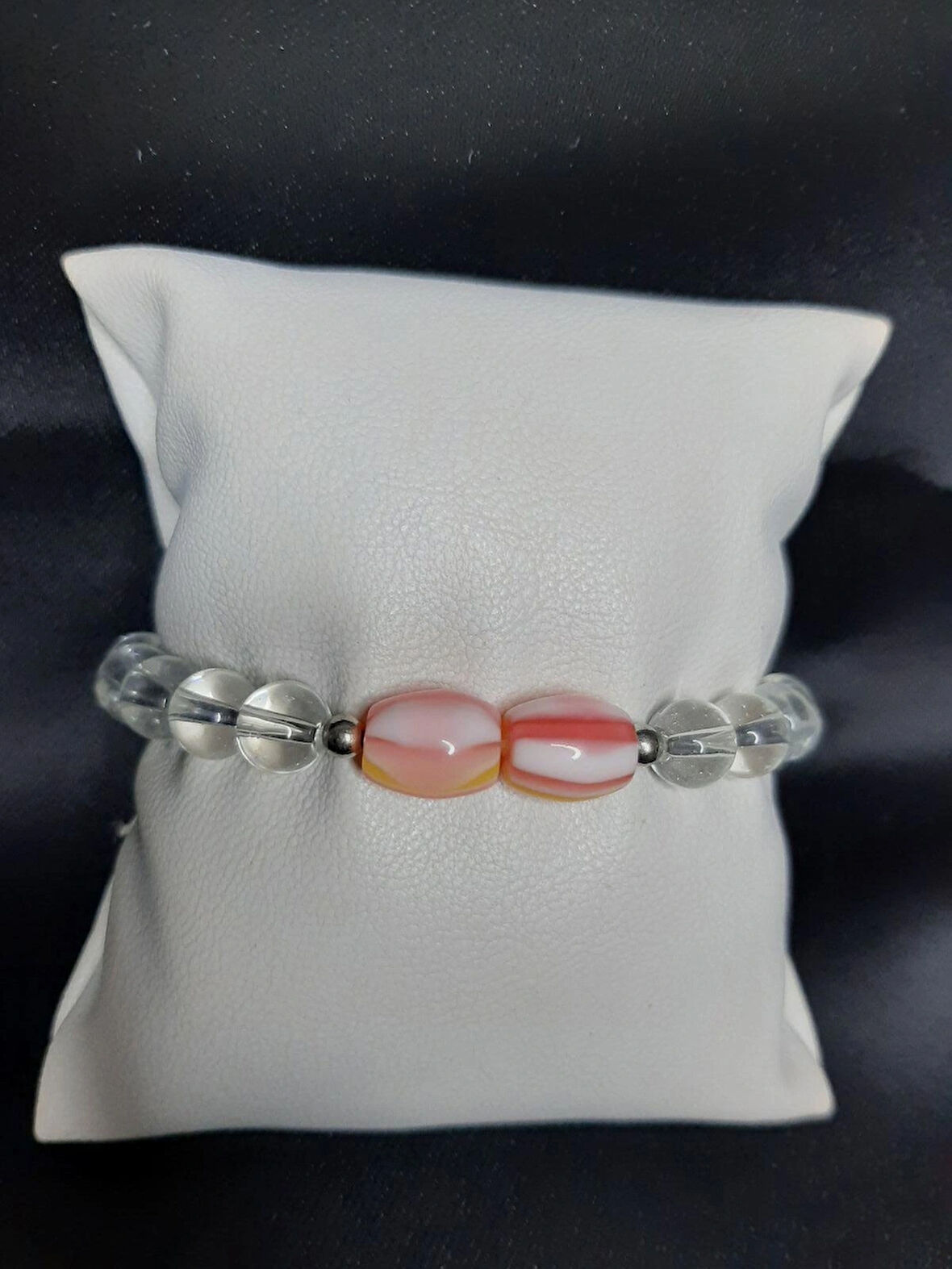 MRYart Renkli Boncuk Detaylı Şeffaf Cam Bileklik – El Yapımı