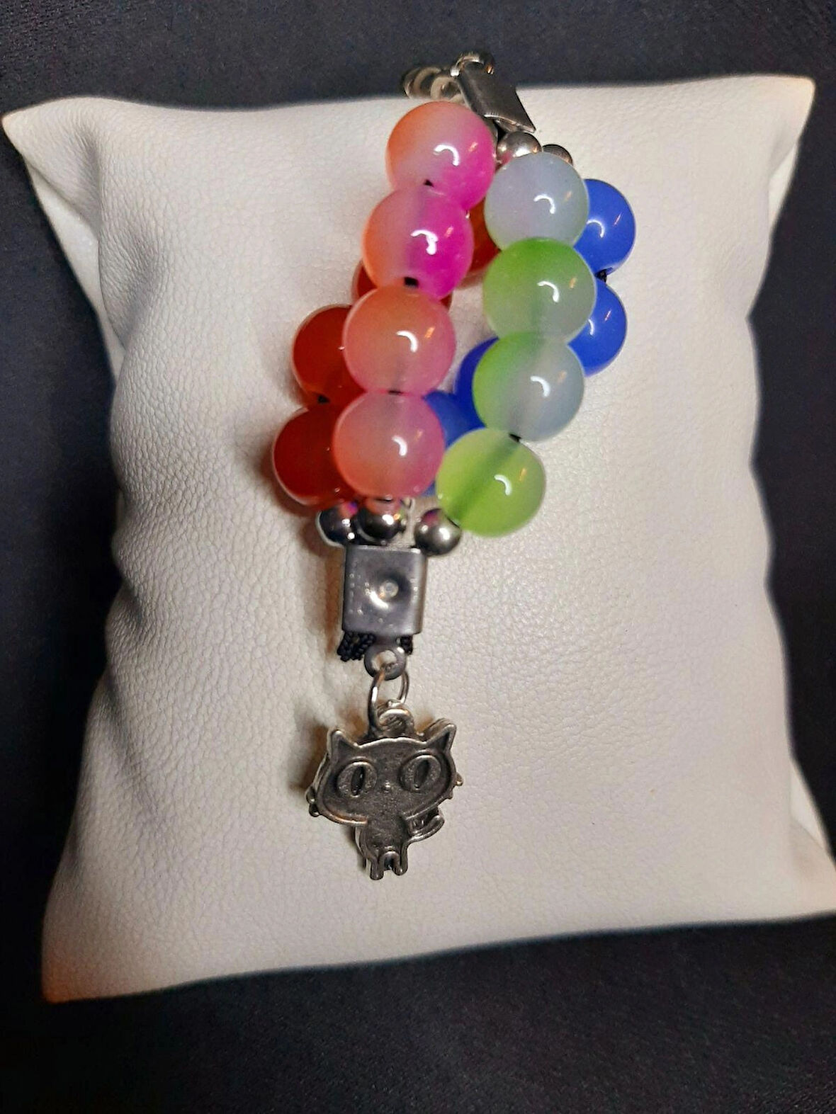 MRYart Renkli Boncuklu Kedi figürü Detaylı Anahtarlık