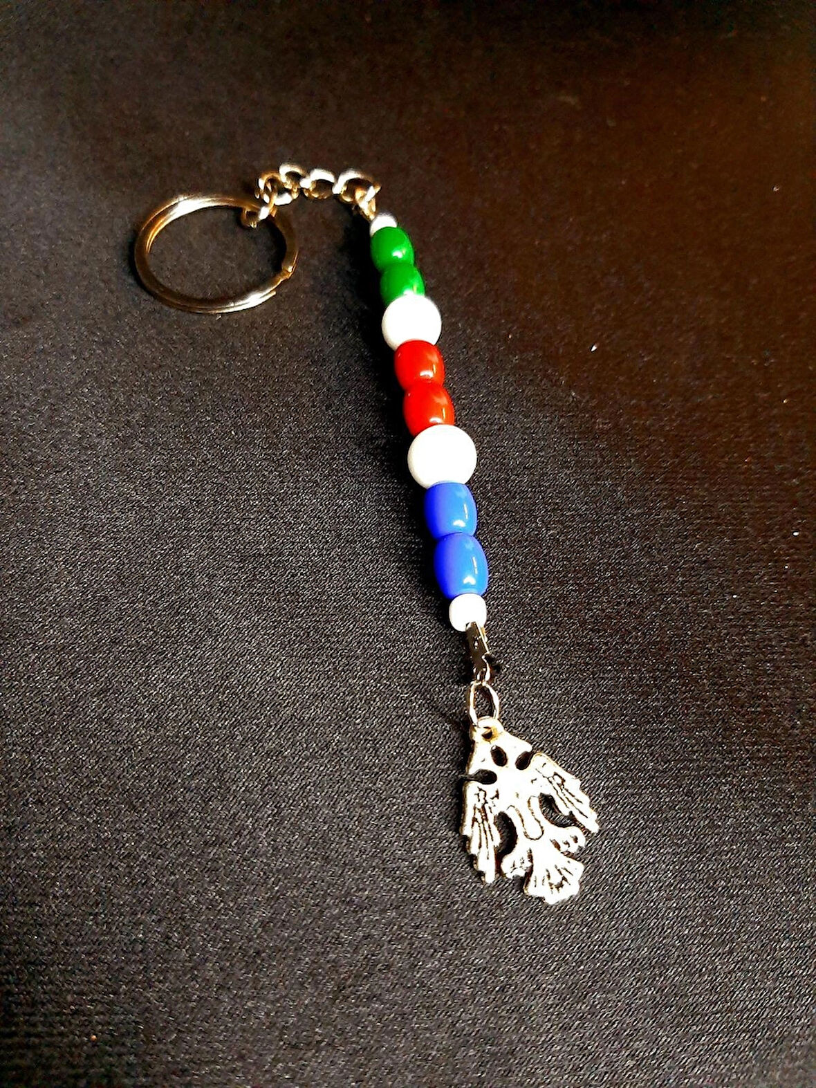 MRYart Renkli Boncuklu ve Çift Kartal Başlıklı Detaylı Anahtarlık / Çanta Aksesuarı