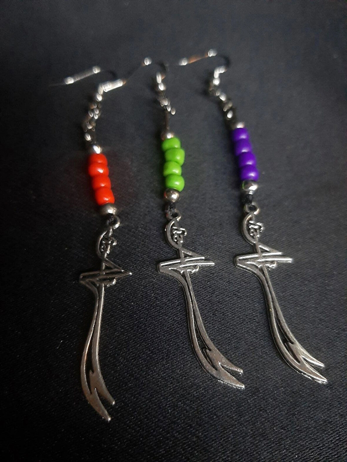 MRYart zülfikar Kılıç Detaylı Farklı Renklerde 3lü Küpe