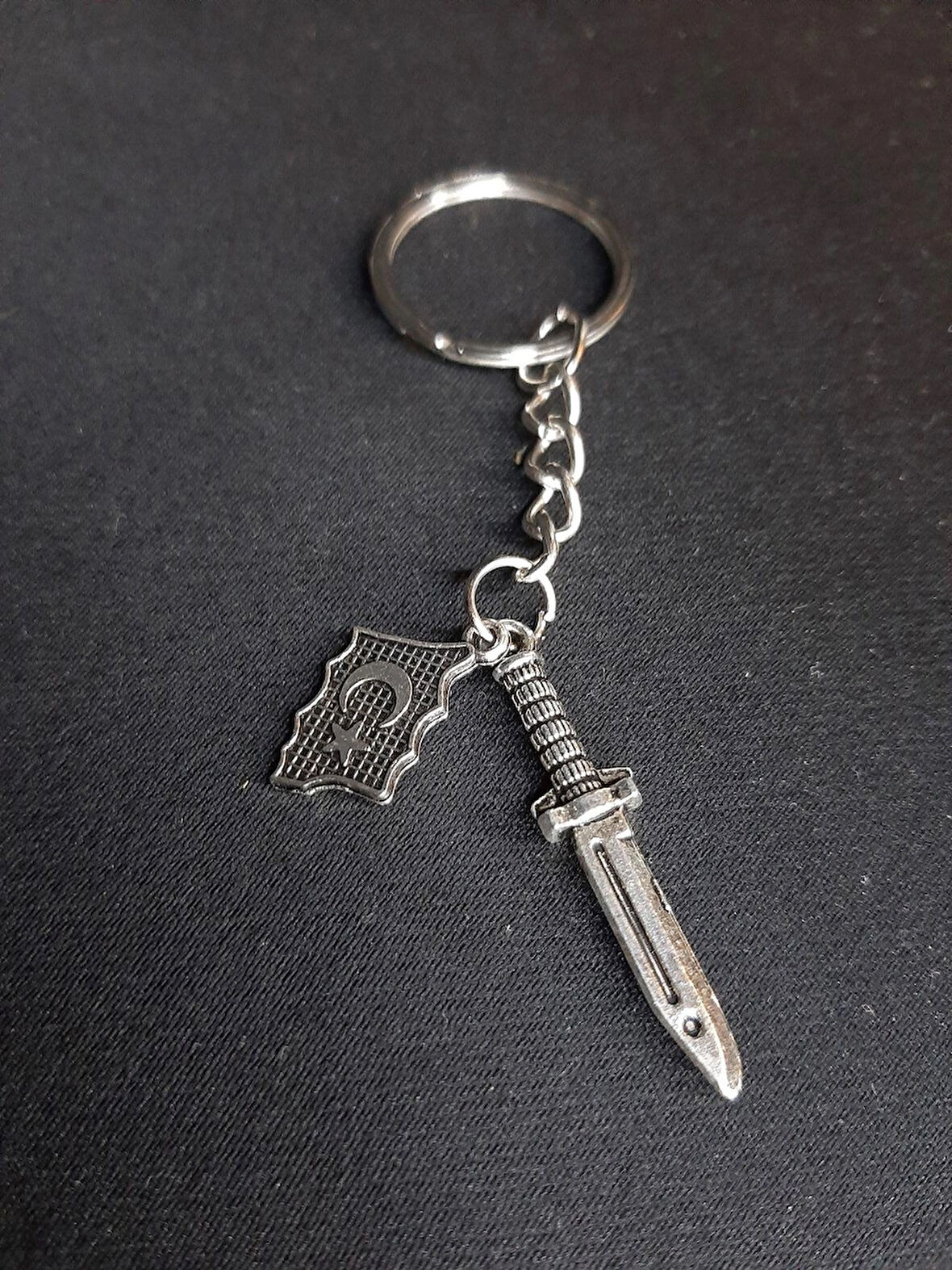 MRYart Türk Bayrağı ve Bıçak Detaylı Anahtarlık