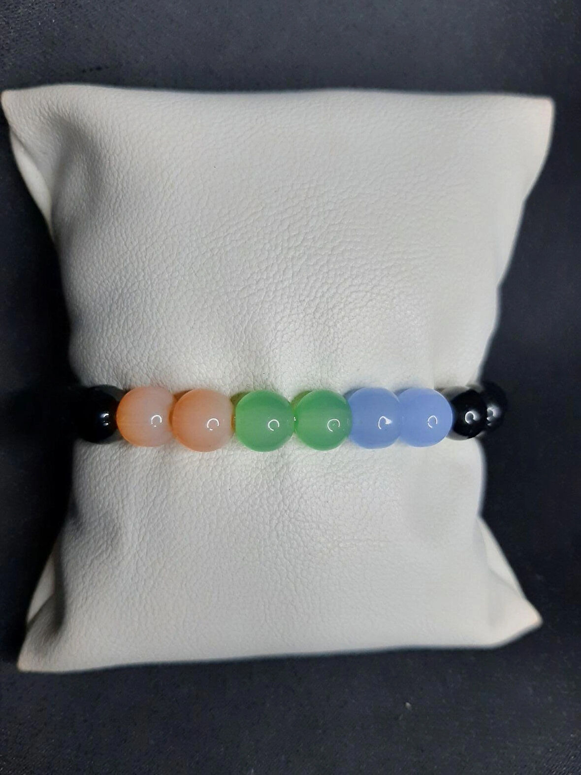 MRYart Siyah ve Üç Renkden Ouşan Cam Boncuk Bileklik Unisex