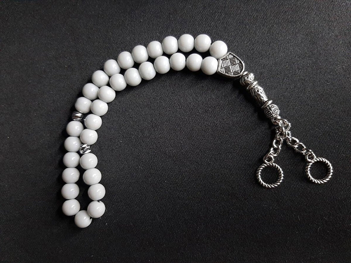 MRYart Gri Renk Cam Boncuk 33lük Tesbih