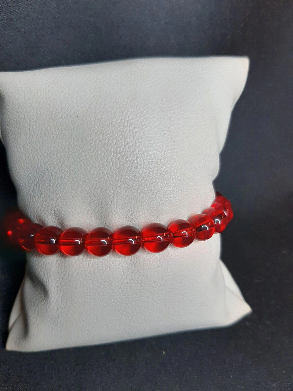 MRYart Şeffaf Kırmızı Cam Boncuk Bileklik Unisex