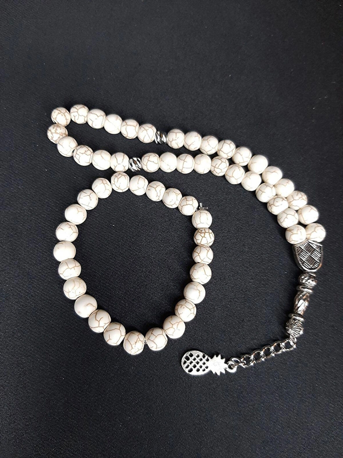 MRYart Havlit Taşlı Doğal Taş Tesbih ve Bileklik Set