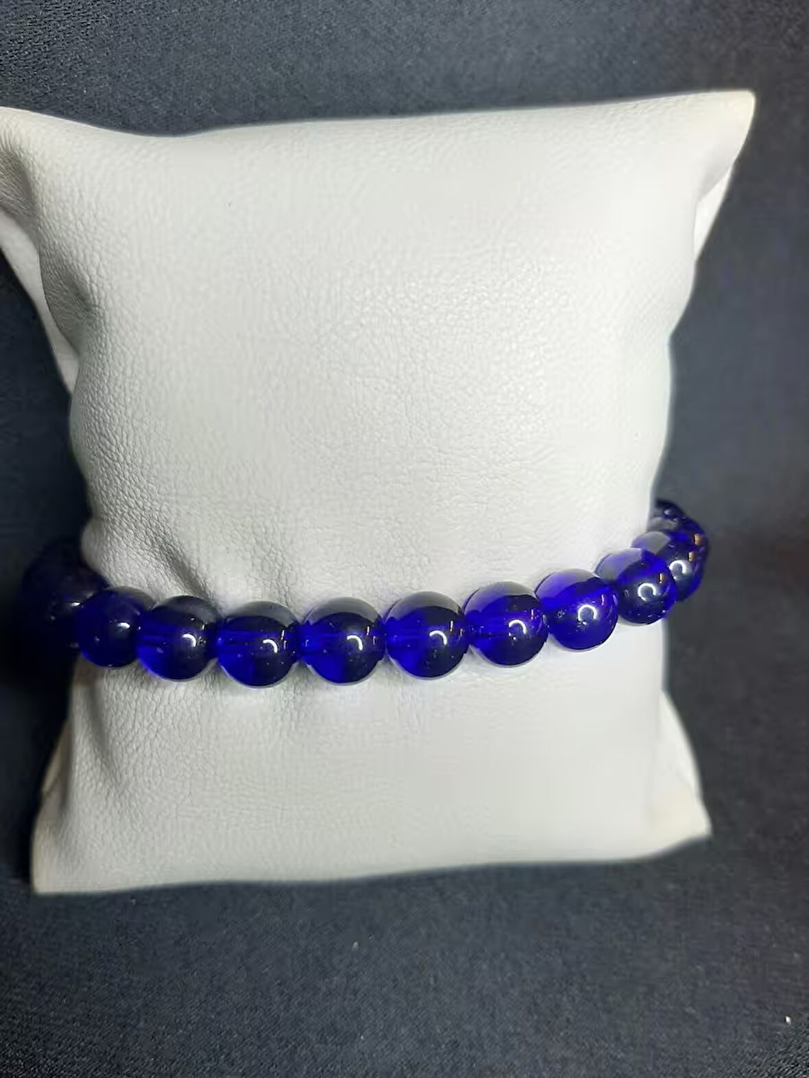 MRYart Sade ve Şık Şeffaf Lacivert Cam Boncuk Bileklik Unisex