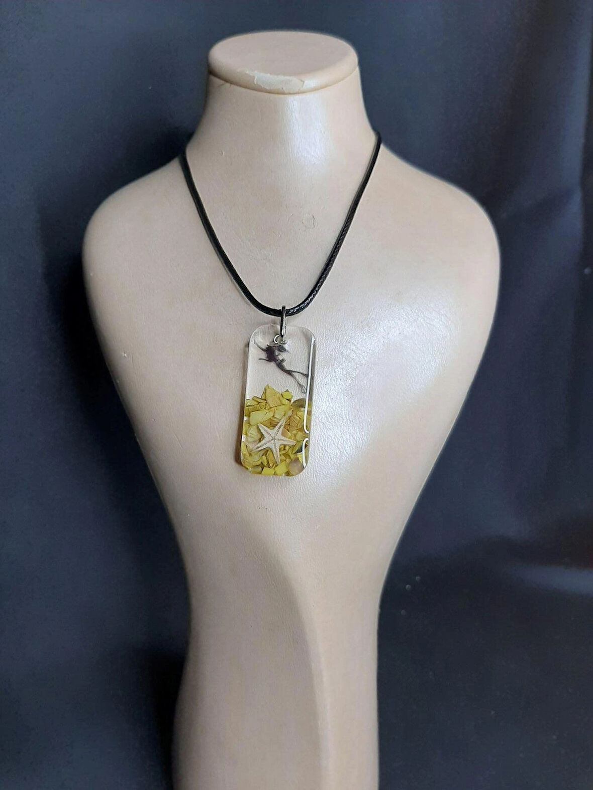 MRYart Deniz Yıldızı Dikdörtken Epoksi Kolye