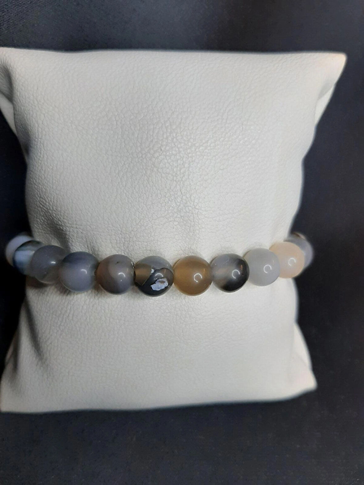 MRYart Gri Tonlamalı Karma Renk Akik Taşı Sade ve Şık Bileklik Unisex