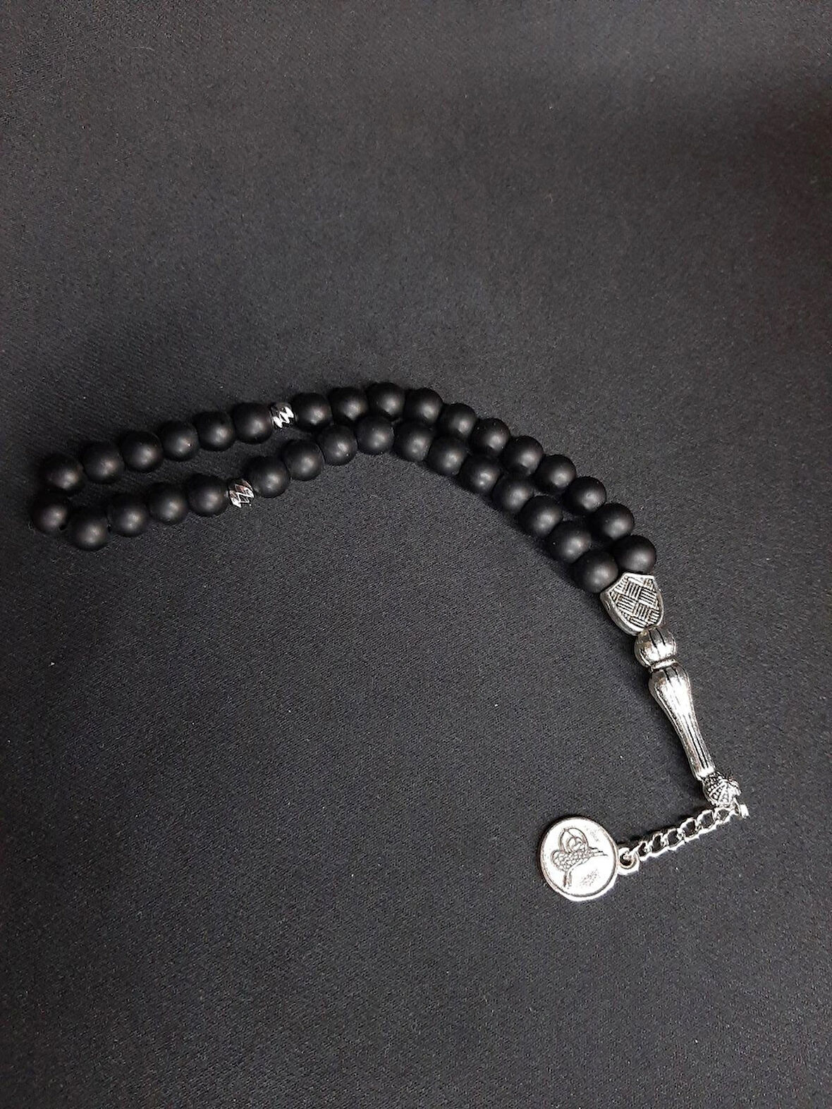 MRYart Mat Siyah Cam Boncuk Şık Tasarım Tesbih