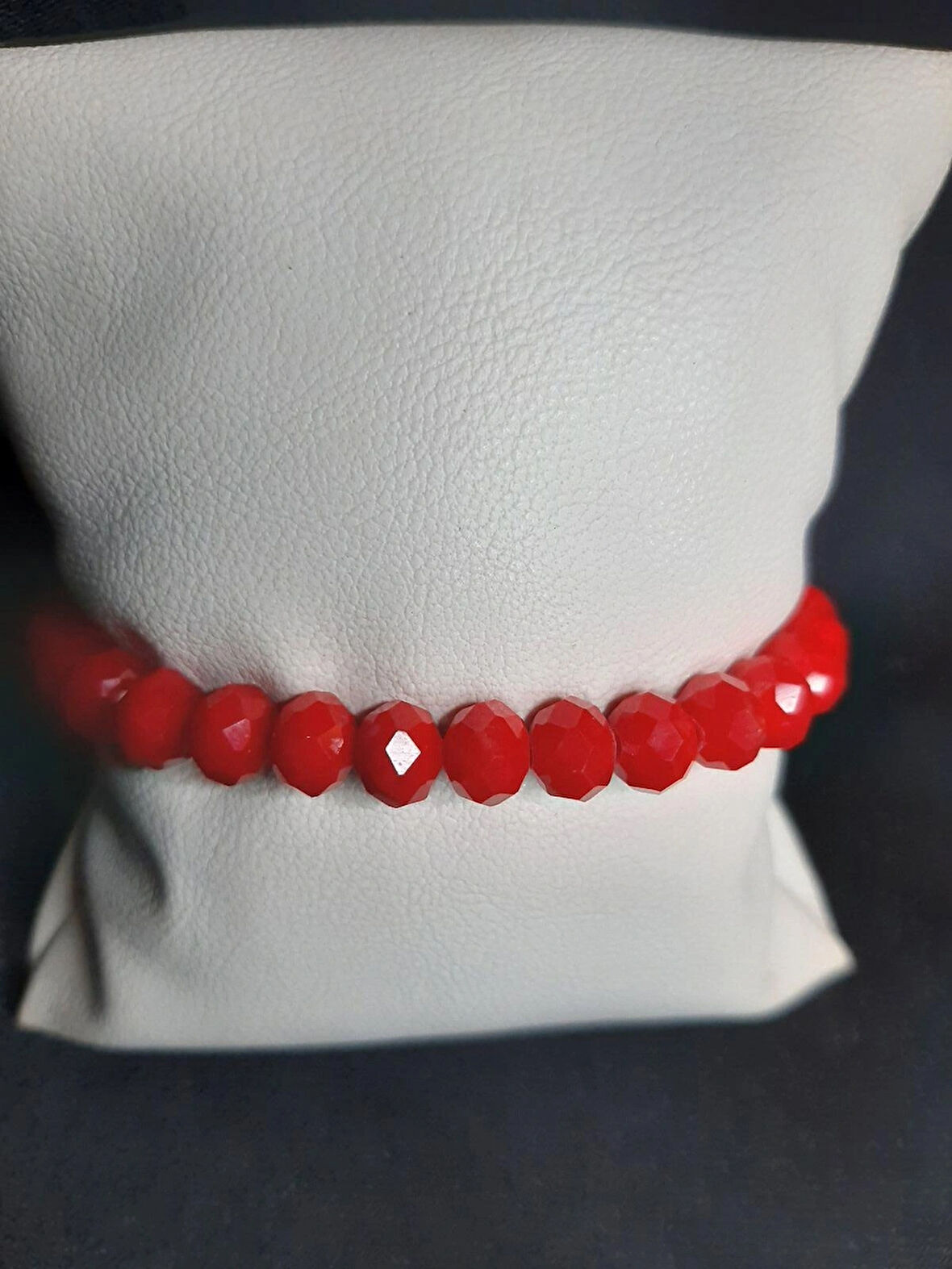 MRYart Kırmızı Kristal Cam Boncuk Bileklik