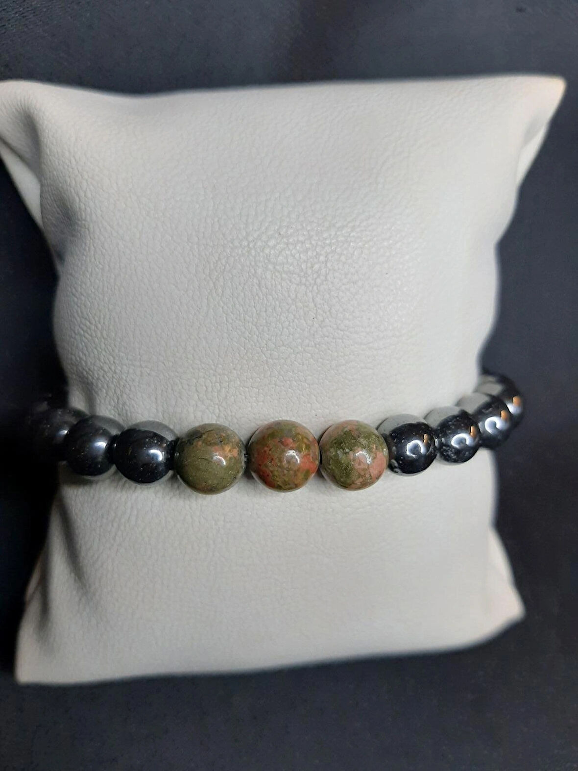 MRYart Hematit ve Unakit Taşları ile Tasarlanmış Tarz Bileklik Unisex