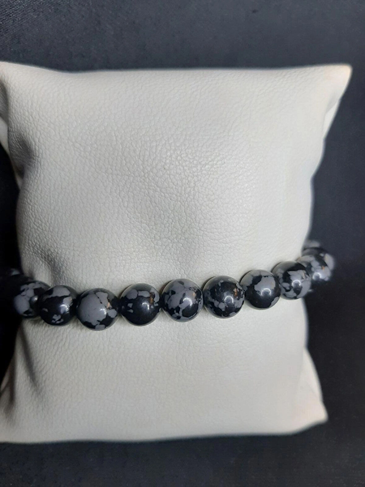 MRYart Siyah Gri Opsidyen Taşı Bileklik Unisex