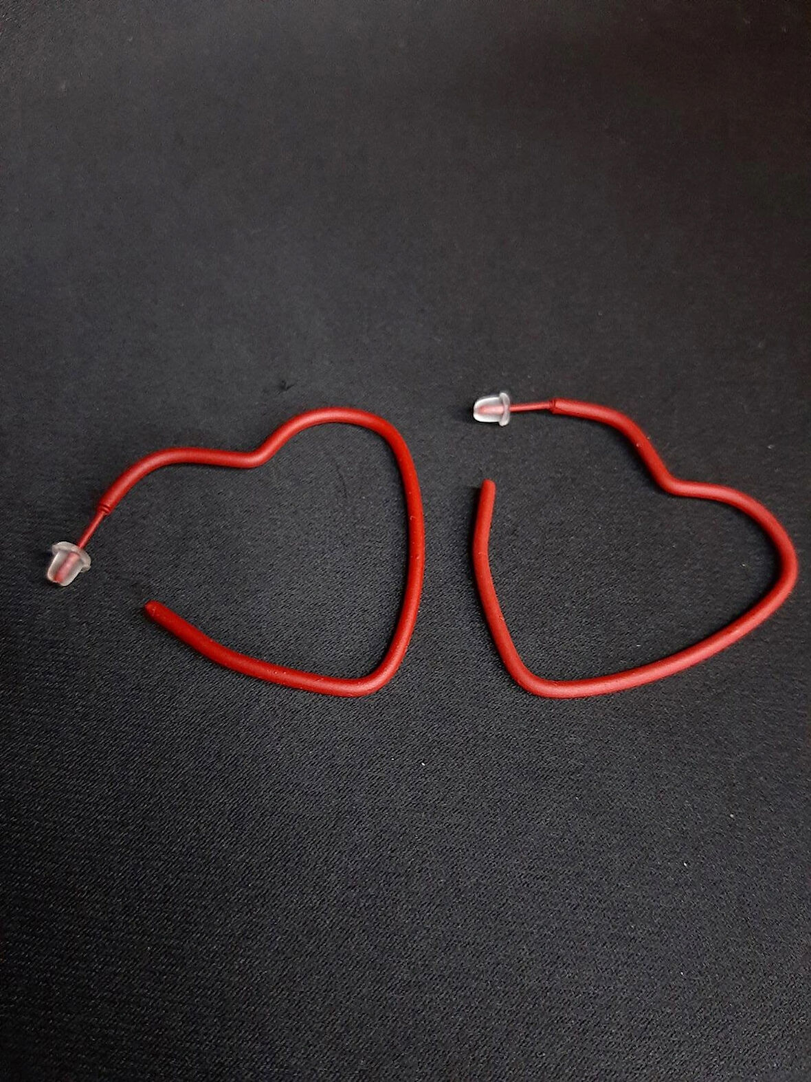 MRYart Kırmızı Renk Kalp Küpe