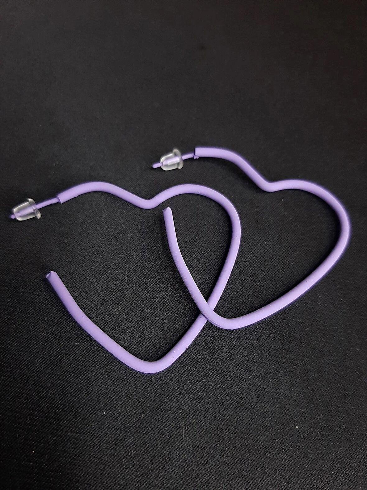 MRYart Lila Renk Kalp Figürlü Küpe 2 li