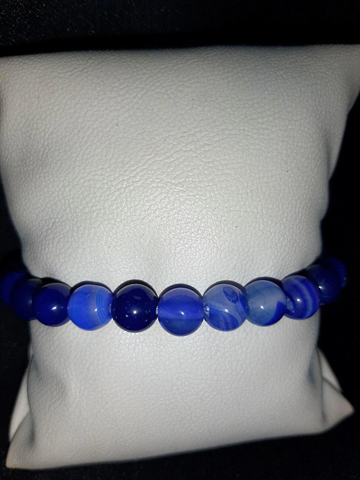 MRYart Mavi Beyaz Mix Akik Taşı Doğal Taş Bileklik Unisex