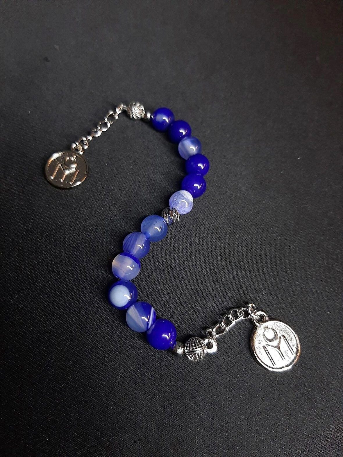 MRYart Mavi Beyaz Mix Akik Taşı Zaza Tesbih