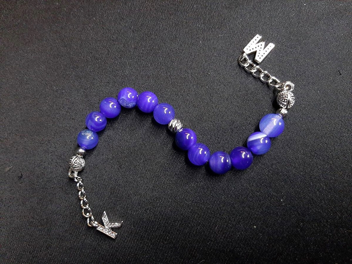 MRYart Mavi Beyaz Mix Akik Taşı Zaza Tesbih Harfli