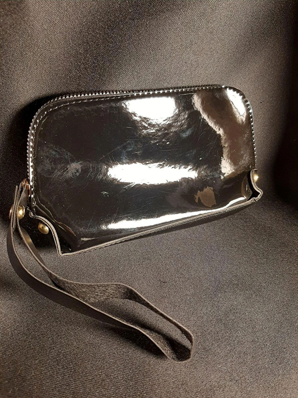 MRYart Siyah Renk Siyah Dikdörtgen Suni Deri Cüzdan