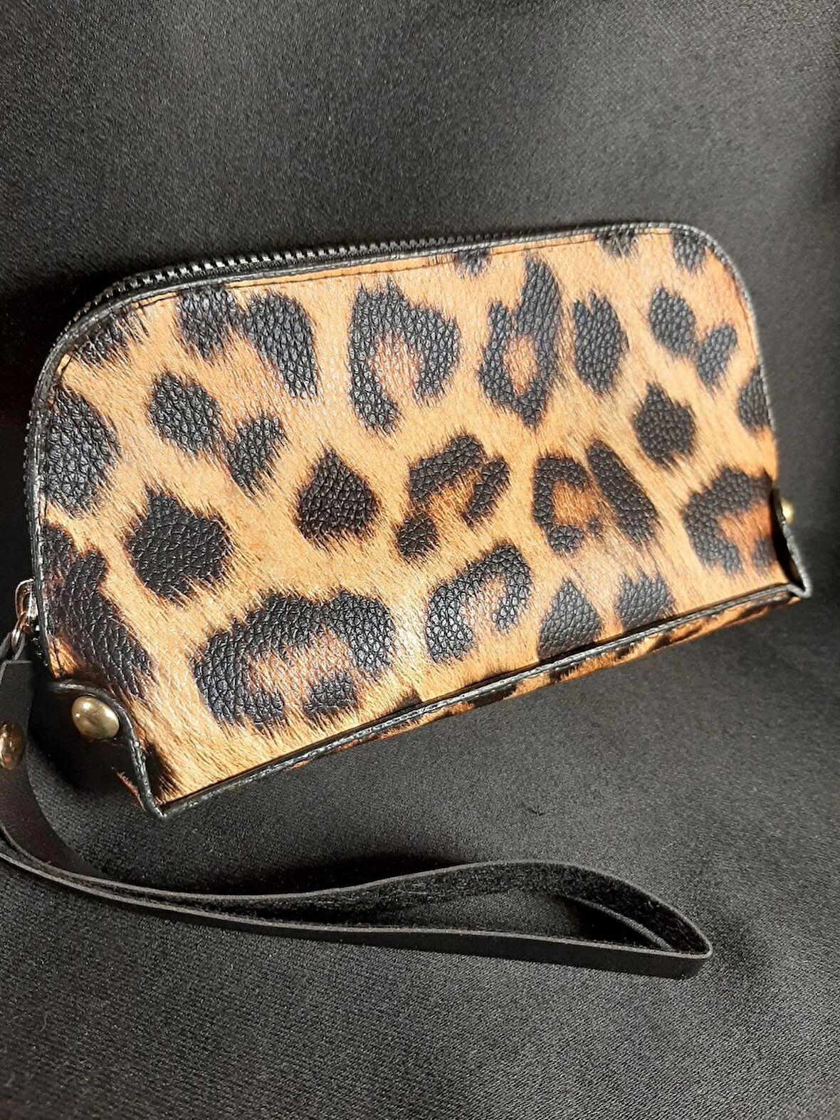 MRYart Leopar Dikdörtgen Suni Deri Cüzdan