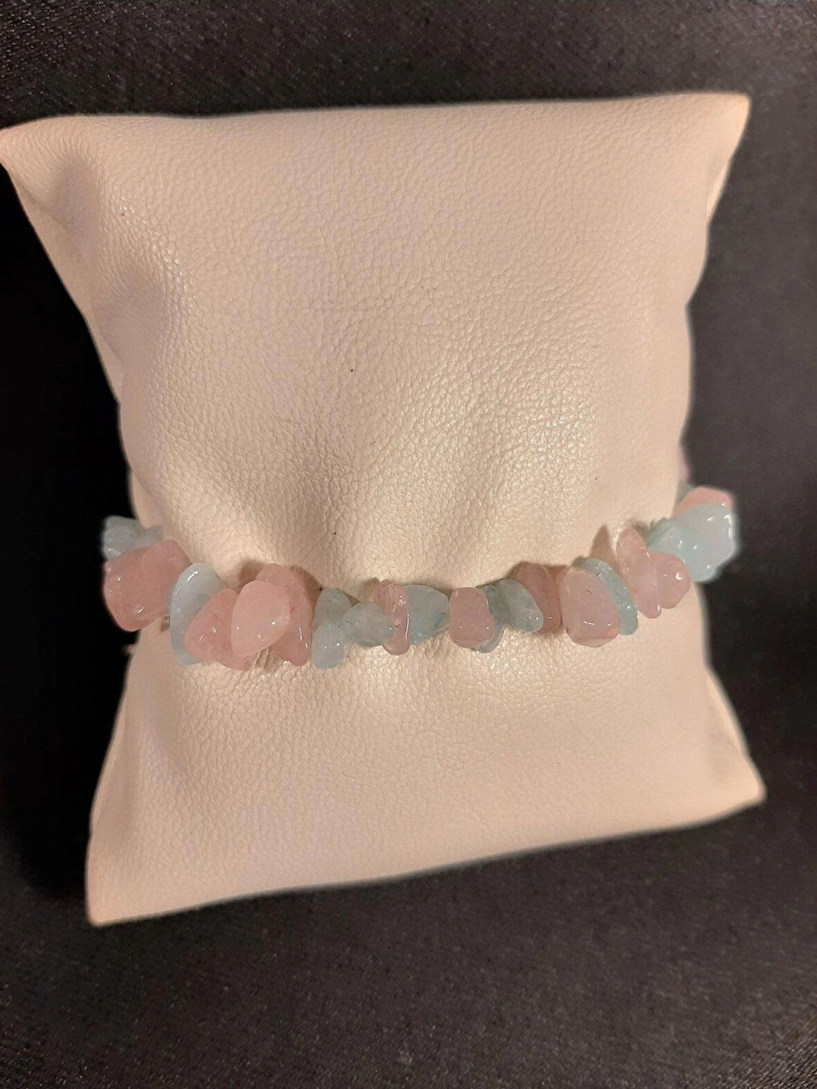 MRYart Pastel Mavi ve Pembe Kırık Akik Doğal Taş Bileklik