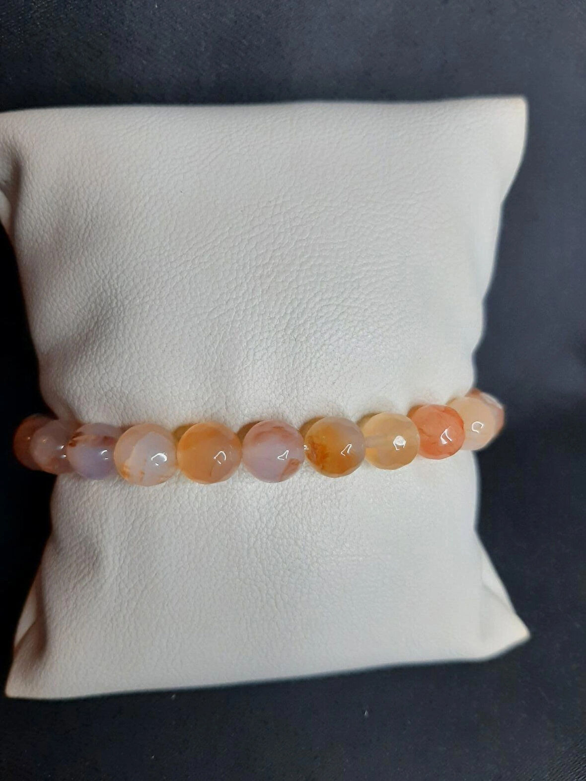 MRYart Bej Renk Doğal Taş Akik Taşı Bileklik Unisex