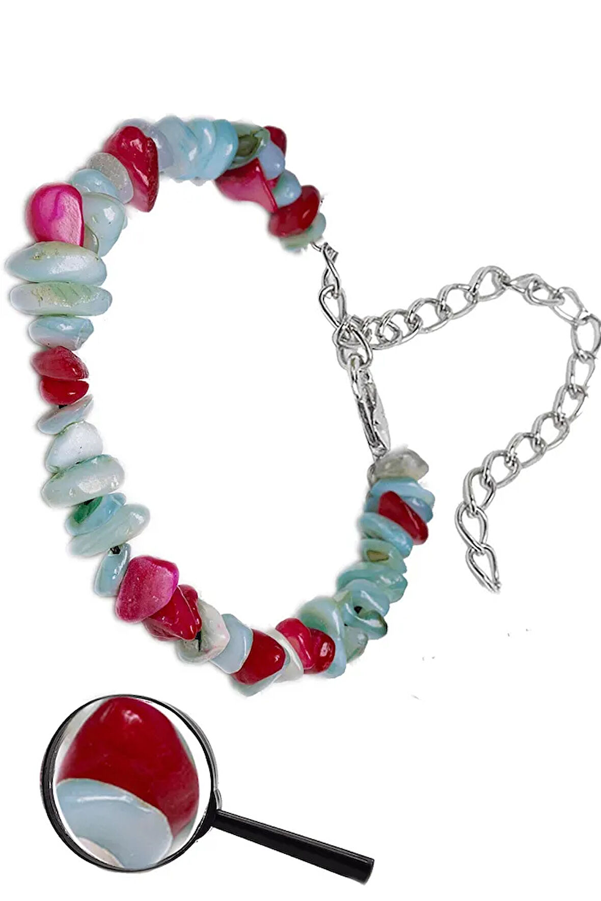 Sertifikalı Mercan - Mavi Sedef Kırık Doğal Taşlı Bileklik 1.kalite (ABD)