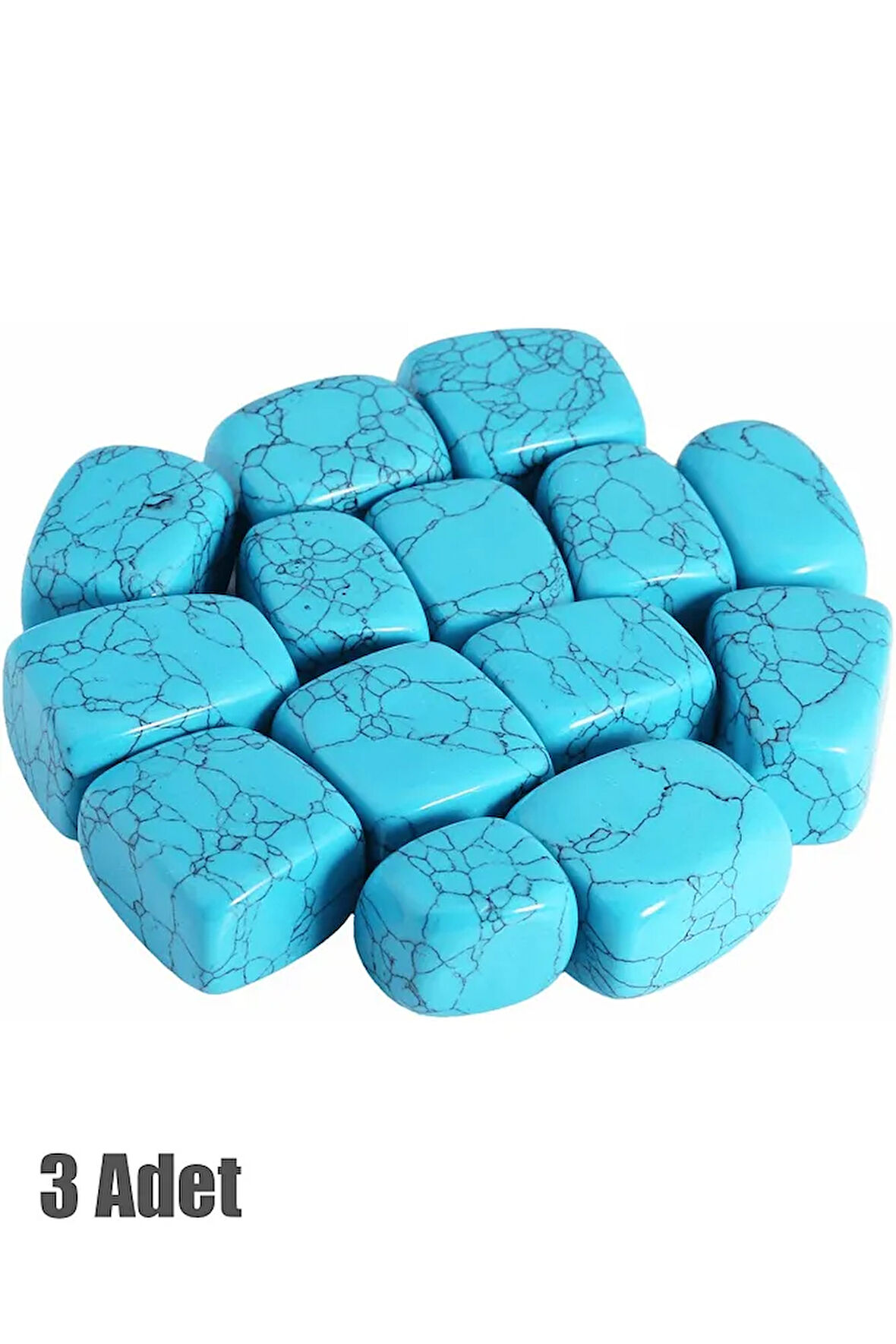 Sertifikalı Tamburlanmış Doğal Firuze Turkuaz Taşı Kütle (3 Adet)