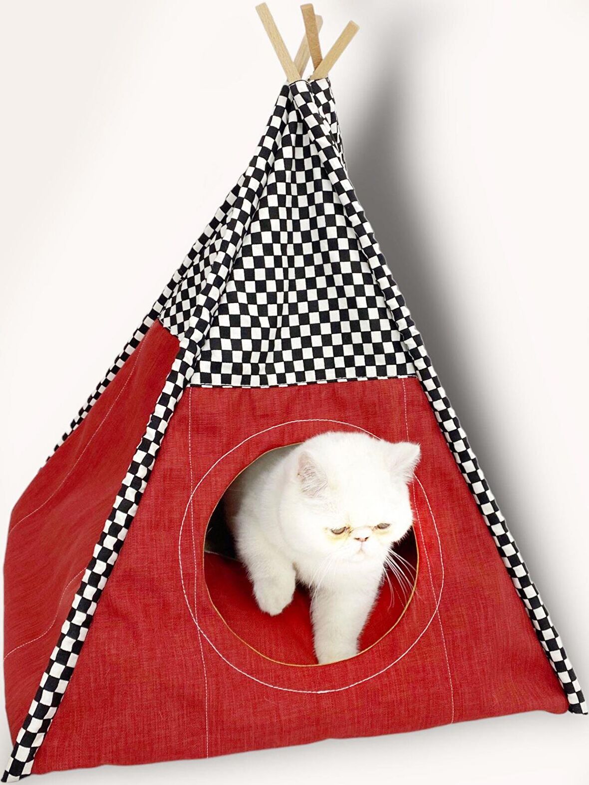 Tepee TwentyTwo Kedi Evi, Kedi Barınağı, Kedi Çadırı, Minderli Kedi Yatağı