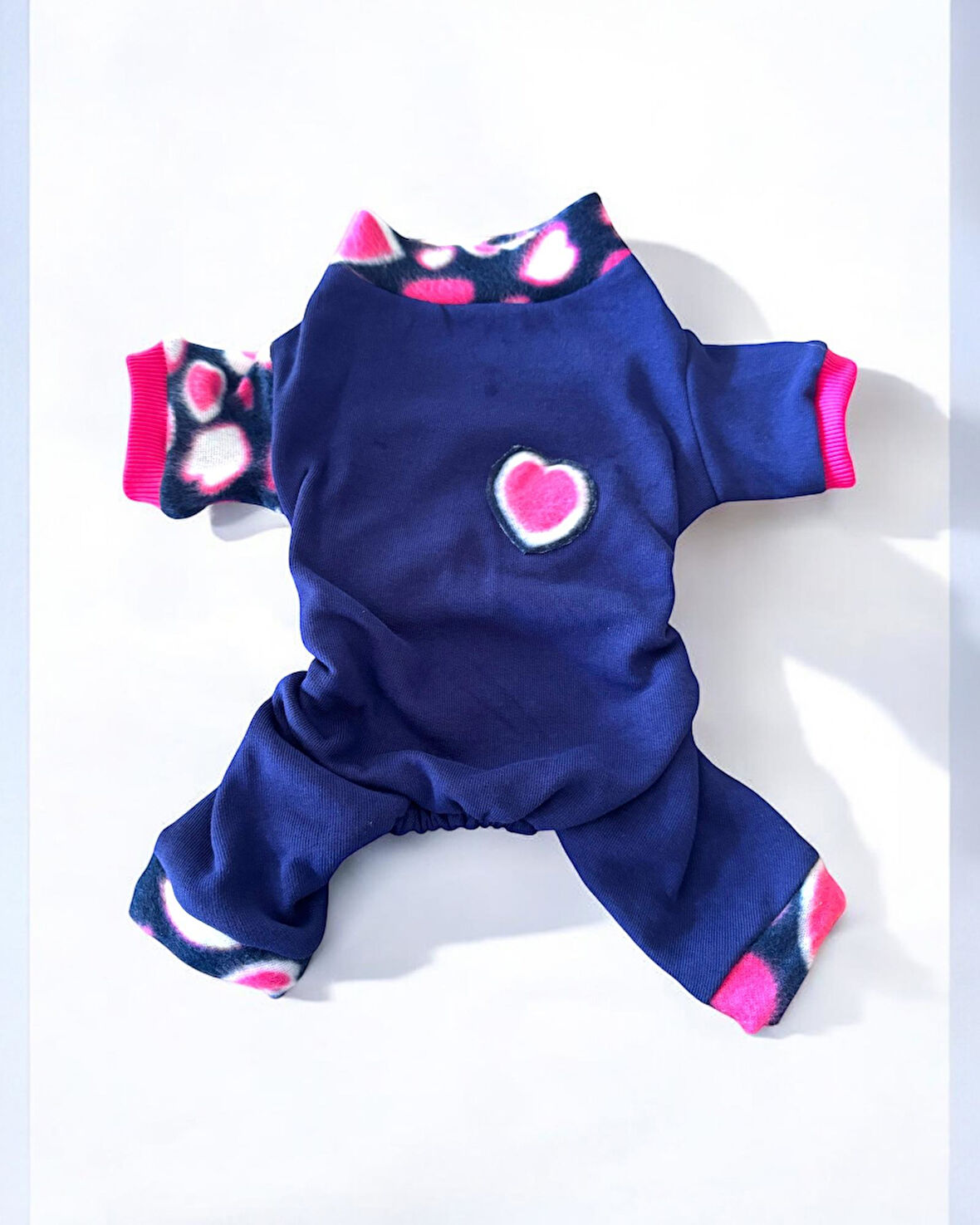 Heart Bites Kalın Penye Kedi Tulum Pijama