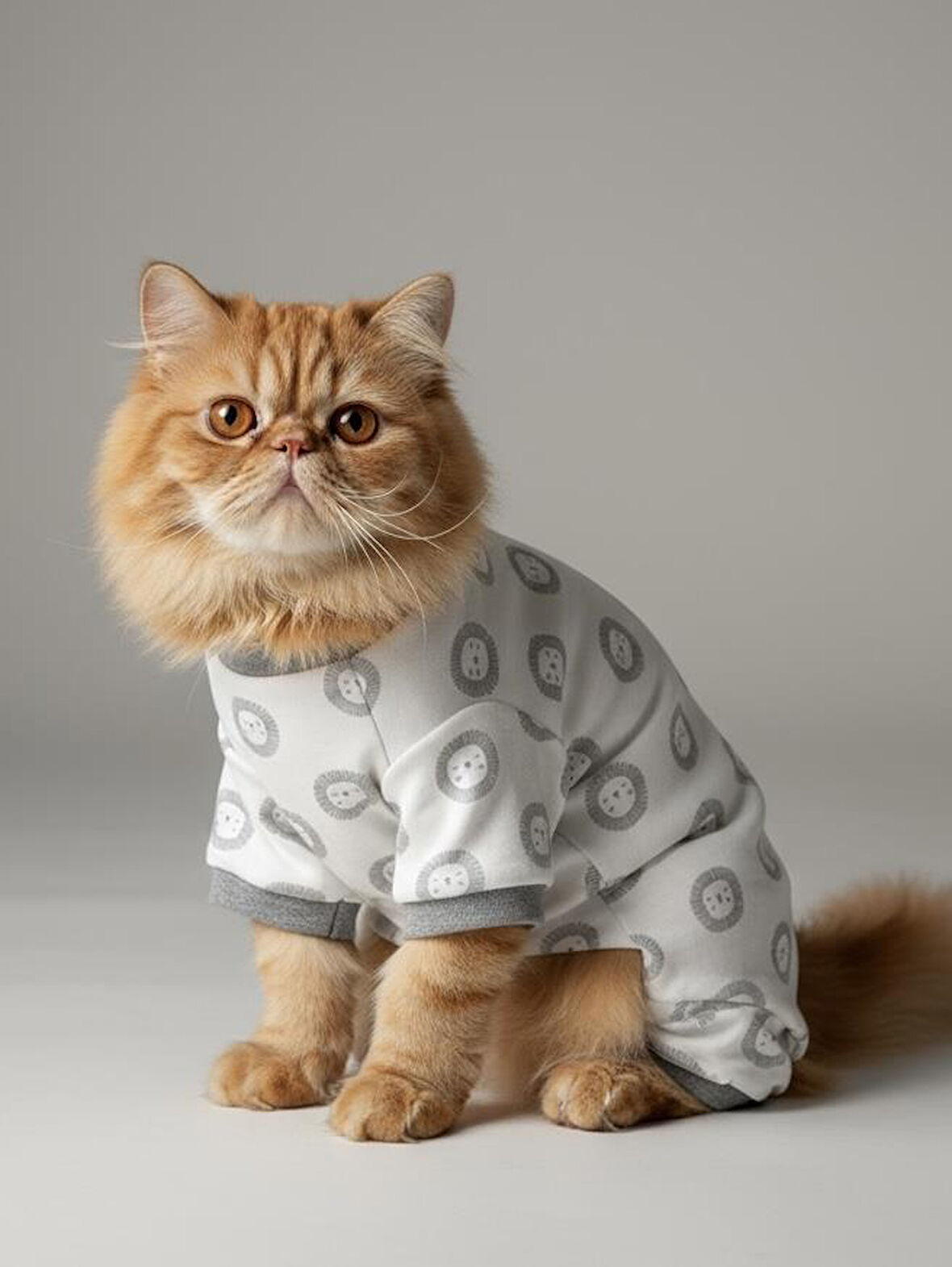 Soft Lion Kedi Tulumu | Pamuklu Penye Kedi Kıyafeti | Küçük Irklar İçin | Tüy Dökülmesini Azaltır