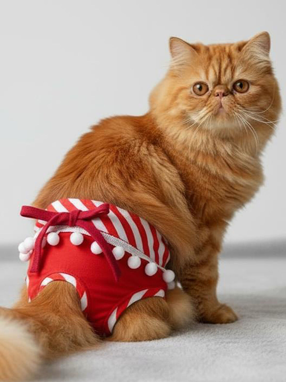 Frilly Red Dişi Kedi Regl Külotu | Kedi Donu | Kedi İç Çamaşırı | Ayarlanabilir Bağcıklı | Küçük Irklar İçin