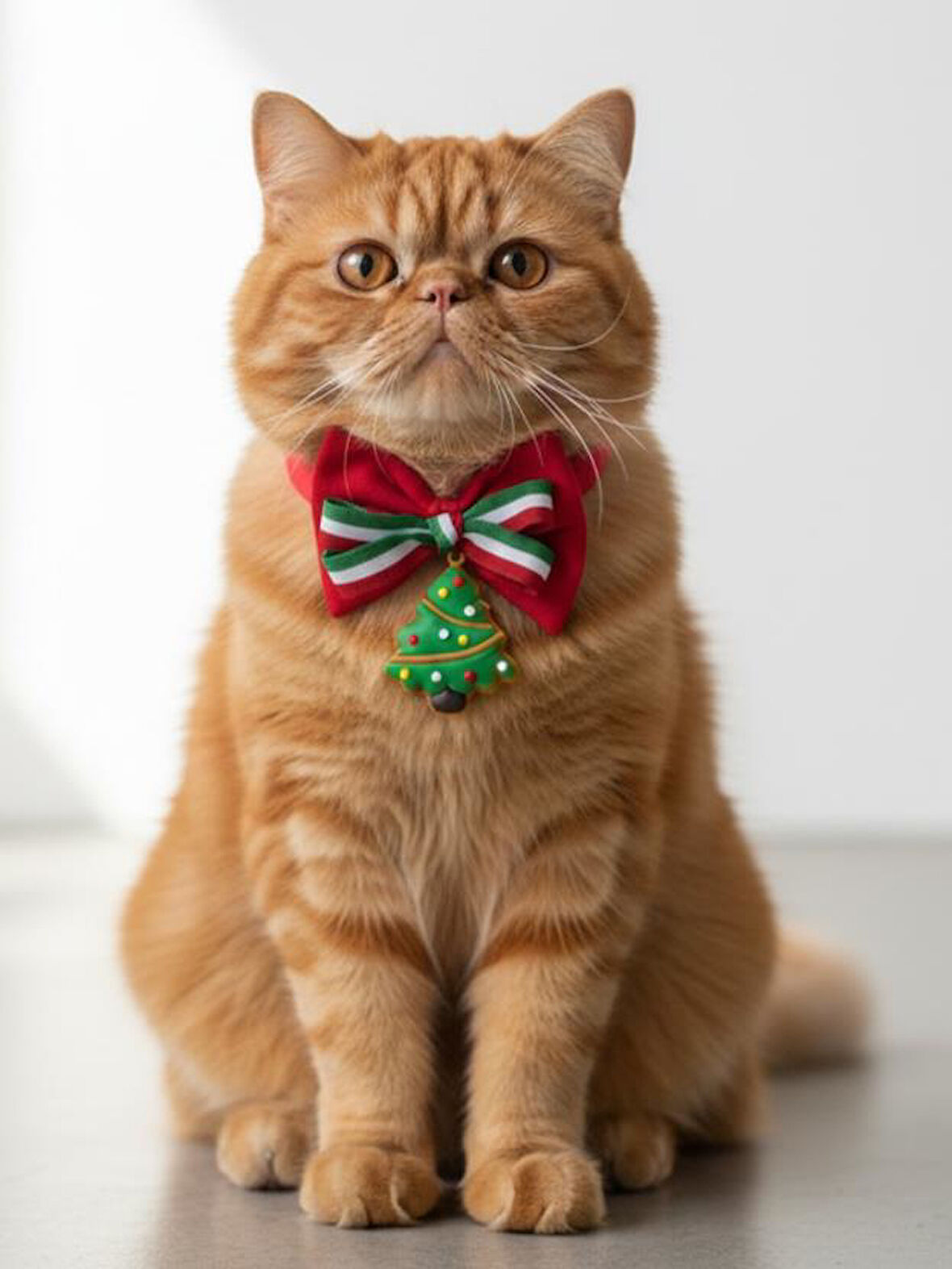 Yılbaşı Ağacı Kedi Papyon Tasması | Kırmızı Fiyonk Boyun Aksesuarı | Noel Temalı Kedi Süsü