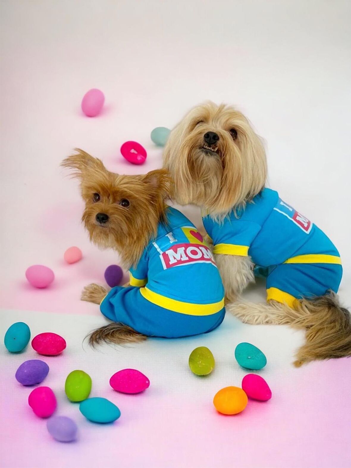 Hediye Paketli, Annelere Hediye, Love Mom Blue Penye Tulum Köpek Tulumu Köpek Elbisesi, Anneler Günü