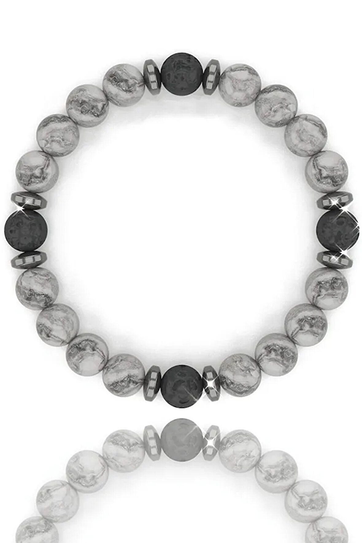 Aşk Nazar Huzur Doğal Taş Bileklik (zebra Jasper Lav Taşı)